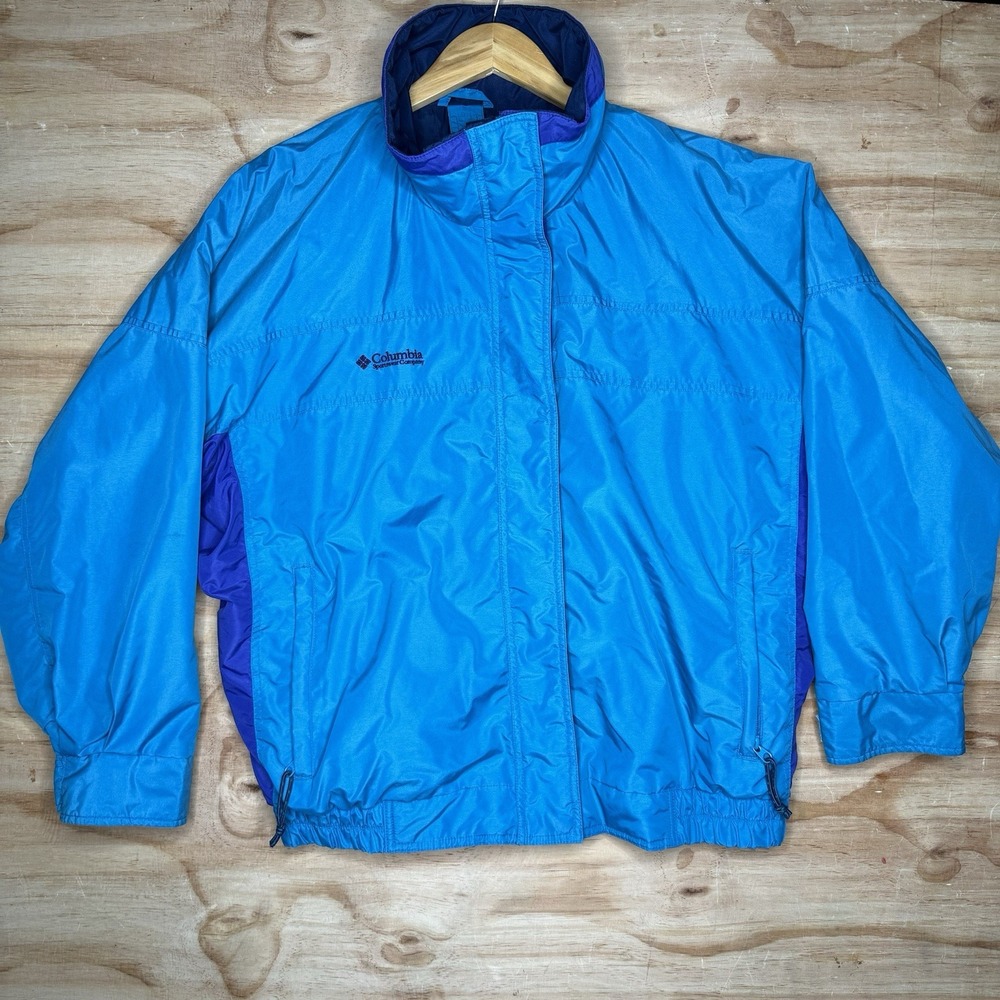 VTG Columbia Bugaboo Jacket Women's Size XL Blue‎ Missing liner Small Stain